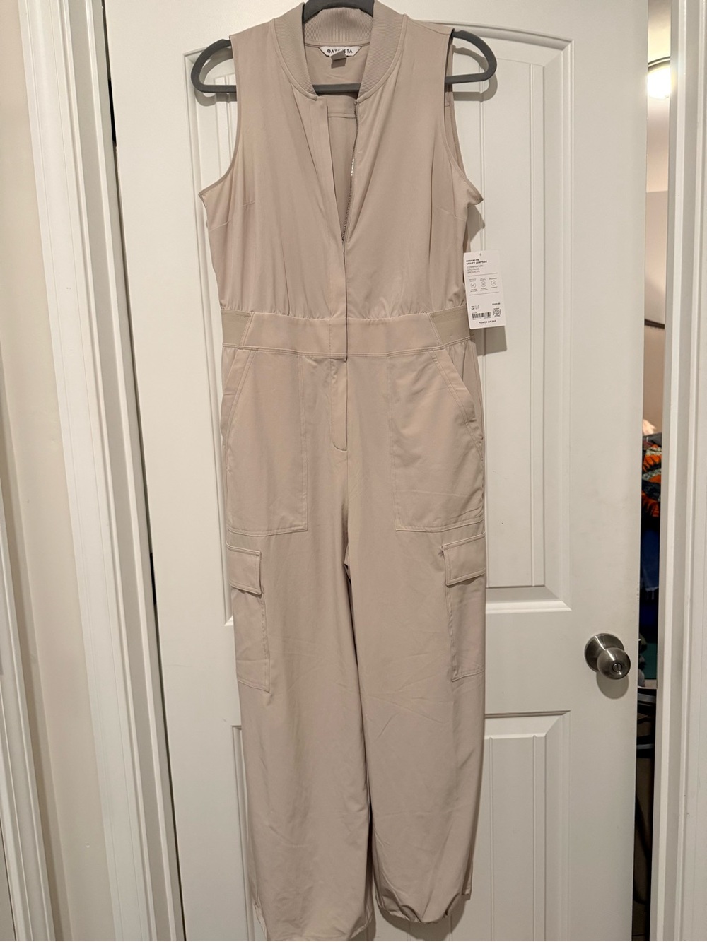 Athleta Brooklyn Utility Jumpsuit in Light Beige